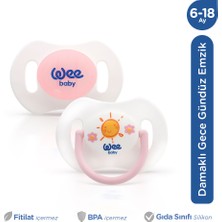 Wee Baby Gece Gündüz Karanlıkta Parlayan Emzik 2'Li Set Saklama Kutulu 6-18 Ay Pembe