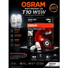 Osram T10 W5W Night Breaker LED Park Plaka Iç Aydınlatma Ampulü Beyaz Işık 2 Adet