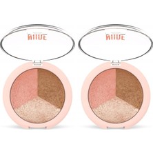 Belirtilmemiş Nude Look Baked Trio Face Powder - Fırınlanmış 3'lü Allık, Bronzer Aydınlatıcı Palet