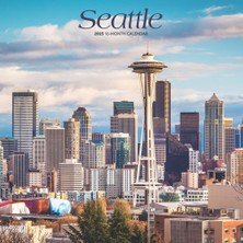 Belirtilmemiş Seattle 2025 12 x 24 Inch Monthly Square Wall Calendar Plastic-Free