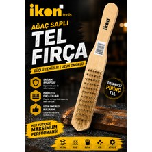Ikon Tools Ağaç Saplı Tel Fırça Çelik Tel Bakır Kaplama Kıllı Ahşap Saplı Pas Kir Boya Temizleme Fırçası