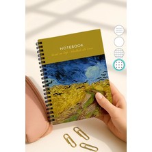 Mikasso Van Gogh A5 Spiralli Noktalı Okul Defteri, 50 Yaprak 100 Sayfa, Karton Kapak Not Defteri, Kargalar K