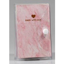 Mikasso Pembe Mermer 3'lü Not Defter Karton Düz Çizgisiz 100 Yaprak Küçük Boy Pembe Not Defteri A7