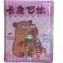 Mikasso Capybara Sulu Mini Not Defteri Stickerlı Sert Düz Renkli Küçük Boy Pembe Not Defteri A7 24 Yaprak
