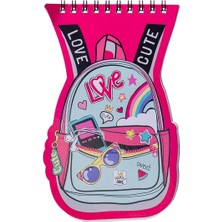 Mikasso Sırt Çantası Şekilli Defter Karton Spiralli Çizgili Küçük Boy Pembe Not Defteri A6