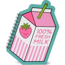 Mikasso Fresh Mılk Mini Şekilli Defter Sert Spiralli Çizgisiz Küçük Boy Yeşil Not Defteri A7 32 Yaprak