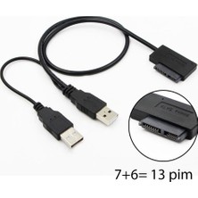 Keepro 7+6 13PIM USB 2.0 Slimline Sata Kablo Notebook Cd-Dvd Rom Optik Sürücü Sata Kablosu