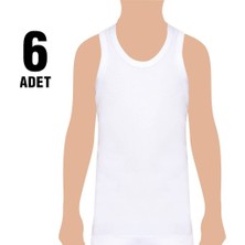Tutku Erkek Çocuk Penye Atlet 6'lı Beyaz Renk Esnek Kumaşlı Rahat Kesim