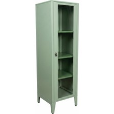 Alfafonet Ziglat Serisi Kilitli Metal Home Office Dolabı Cam Kapaklı Yeşil 450x1500x450 mm