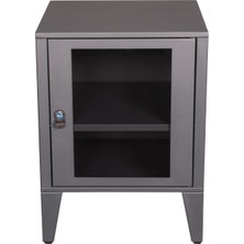 Alfafonet Ziglat Serisi Kilitli Metal Home Office Dolabı Cam Kapaklı Antrasit Gri 450x600x450 mm