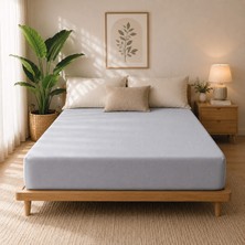 Karden Flower Premium Jersey Gri Fitted %100 Pamuk Penye 100x200+30cm Tek Kişilik Lastikli Çarşaf