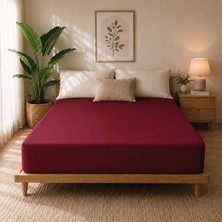 Karden Flower Premium Jersey Bordo Fitted %100 Pamuk Penye 100x200+30cm Tek Kişilik Lastikli Çarşaf
