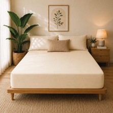 Karden Flower Premium Jersey Krem Fitted %100 Pamuk Penye 100x200+30cm Tek Kişilik Lastikli Çarşaf