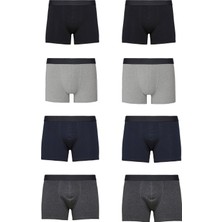 John Lion 8'li Premium Boxer Seti Erkekler İçin Siyah-Gri-Laci-Füme Renklerde Konforlu Likralı