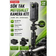 Motobros Motosiklet Kamera Gidon Ve Ayna Bağlantı Sök Tak Pratik Aparatı Insta360 Dji Gopro
