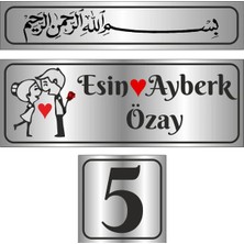 Outdoor One Metal Kapı İsimliği Gümüş Besmele 0014