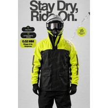 Motobros MOTORCU YAĞMURLUK MOTOSİKLET YAĞMURLUĞU NEON PREMİUM CEPLİ ASTARLI SU GEÇİRMEZ