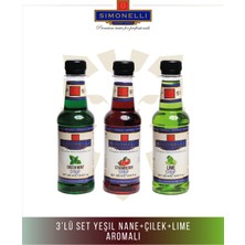 Simonelli Aromalı Şurup Seti 3X250 ml Lime, Çilek ve Nane Aromalı Kahve & Kokteyl Şurubu