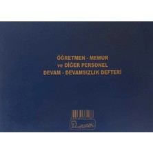 Mikasso Öğretmen-Memur ve Diğer Personeller Devam-Devamsızlık Defteri Sert Düz Kareli Büyük Boy Mavi Okul De