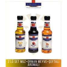 Simonelli Aromalı Şurup Seti 3X250 ml – Şeftali, Orman Meyvesi, Muz – Kahve ve Içecek Şurubu