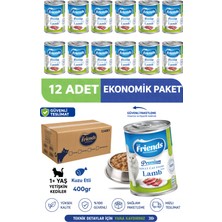 Friends Premium Kuzu Etli Yetişkin Kedi Konservesi 400 gr x 12 Adet Ekonomik Paket Yaş Mama