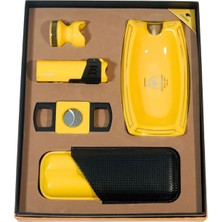 Cohiba Dört Torch Çakmak Küllük Sehpa Kesici Kılıf Sarı Beşli Puro Seti TR9860