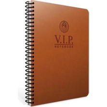 Mikasso Vip A4 140 Yaprak Deri Kapak Spiralli Defter (1081) Kareli Taba Spiralli Kareli Orta Boy Kahverengi