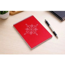 Mikasso 15X21 cm ( A5 ) Üstten Spiralli Not Defteri Karton Spiralli Çizgili 50 Yaprak Orta Boy Kırmızı Blokn