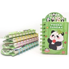 Mikasso Sevimli Panda Ayraçlı Mini Not Defteri (9X14,5 Cm) - Süslü Panda Yumuşak Spiralli Çizgili Küçük Boy