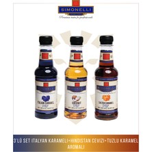 Simonelli Aromalı Şurup Seti 3X250  Kahve ve Kokteyl Şurubu Tuzlu Karamel, Hindistancevizi ve Italyan Karamel Aromalı 250 ml