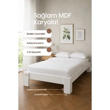 Renazzo Mobilya 100X200 Yatak Uyumlu Stillo Başlıksız Tek Kişilik Beyaz Mdf Genç Karyola