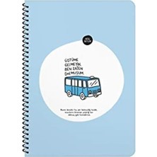 Mikasso A4 Çizgili Defter - Üstüme Gelmeyin Ben Zaten Dolmuşum Karton Spiralli Çizgili Orta Boy Mavi Okul De