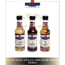 Simonelli Aromalı Şurup Seti 3X250 ml  Kahve ve Kokteyl Şurubu Toffenut, Irish Cream ve Beyaz Çikolata Aromalı 250 ml