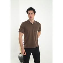 KMK Kombin Baba Yakalı Cepli Düz Model Tek Renk Tişört T-Shirt Erkek için Rahat ve Şık