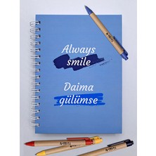 Mikasso 15X21 cm Noktalı Sert Kapaklı Defter Sert Spiralli Noktalı 100 Yaprak Orta Boy Mavi Not Defteri A5