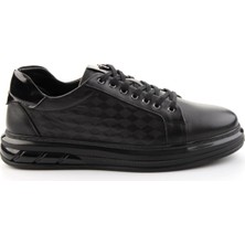 Bambi Siyah Baskılı Hakiki Deri Erkek Sneaker E01080221143