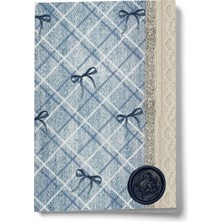 Mikasso Vintage Serisi 2 Mavi Fiyonk A6 Çizgili Mini Defter Not Defteri Karton Düz Çizgili Küçük Boy Çok Ren