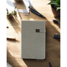 Mikasso Termo Deri Defter Vegan Deri Çizgili Belirtilmemiş Orta Boy Gri Konsept Defterler A5 112 Yaprak