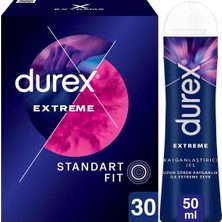 Belirtilmemiş Durex Extreme 30'li Geciktiricili Tırtıklı Prezervatif & Durex Extreme Kayganlaştırıcı Jel 50 ml