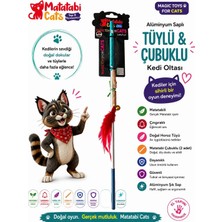 Matatabi Cats Tüylü Zilli Olta 42 cm Alüminyum Saplı Eğlenceli Kedi Oyuncağı