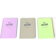 Mikasso Pastoral Spiralli Plastik Kapak Bloknot 10X14 80 Yaprak Kareli 3'lü Paket Sert Spiralli Kareli Orta