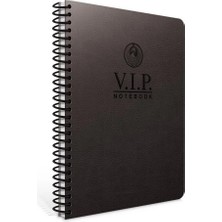 Mikasso Vip A4 140 Yaprak Deri Kapak Spiralli Defter (1080) Çizgili Siyah Spiralli Çizgili Orta Boy Siyah Ko