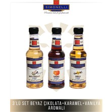 Simonelli Aromalı Şurup Seti 3X250 ml Çikolata & Beyaz Çikolata Vanilya Aromalı Kahve Şurubu 250 ml
