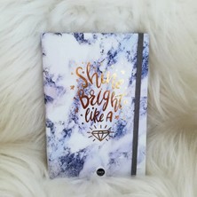 Mikasso Shine Bright Like A Lastikli Defter Sert Düz Çizgisiz Orta Boy Beyaz Konsept Defterler A5 80 Yaprak