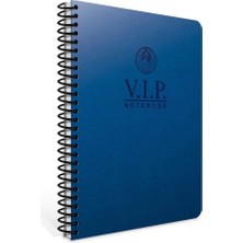 Mikasso Vip A4 140 Yaprak Deri Kapak Spiralli Defter (1081) Kareli Lacivert Spiralli Kareli Orta Boy Laciver
