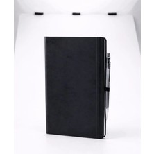 Mikasso 13X21 Termo Deri Lastikli ve Metal Kalem Hediyeli 96 Yaprak Çizgili Defter Vegan Deri Düz Çizgili 96