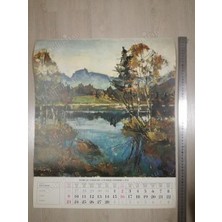Plakperest Landschaft 1975 Februar/şubat-Alman Peyzaj Takvimi/tratzl ’elbsee’ Resimli  48.5X59 cm Ebatlarında