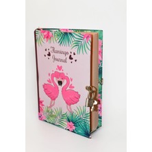 Mikasso Flamingo Journal Kilitli Hatıra Defteri, Günlük, Ajanda Sert Düz Çizgili 100 Yaprak Orta Boy Çok Ren