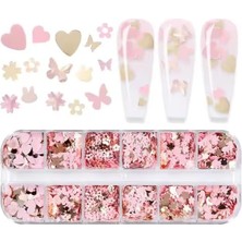 Belirtilmemiş Pembe Gold Tırnak Süsleme Folyo Pulları Karışık Dizayn Tavşan Çiçek Nail