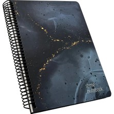 Mikasso Stone Sert Kapak Spiralli 17X24 Kareli 96YP Defter Sert Spiralli Kareli 96 Yaprak Orta Boy Mavi Okul